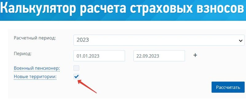 Настройка калькулятора если вы ИП из новых территорий РФ